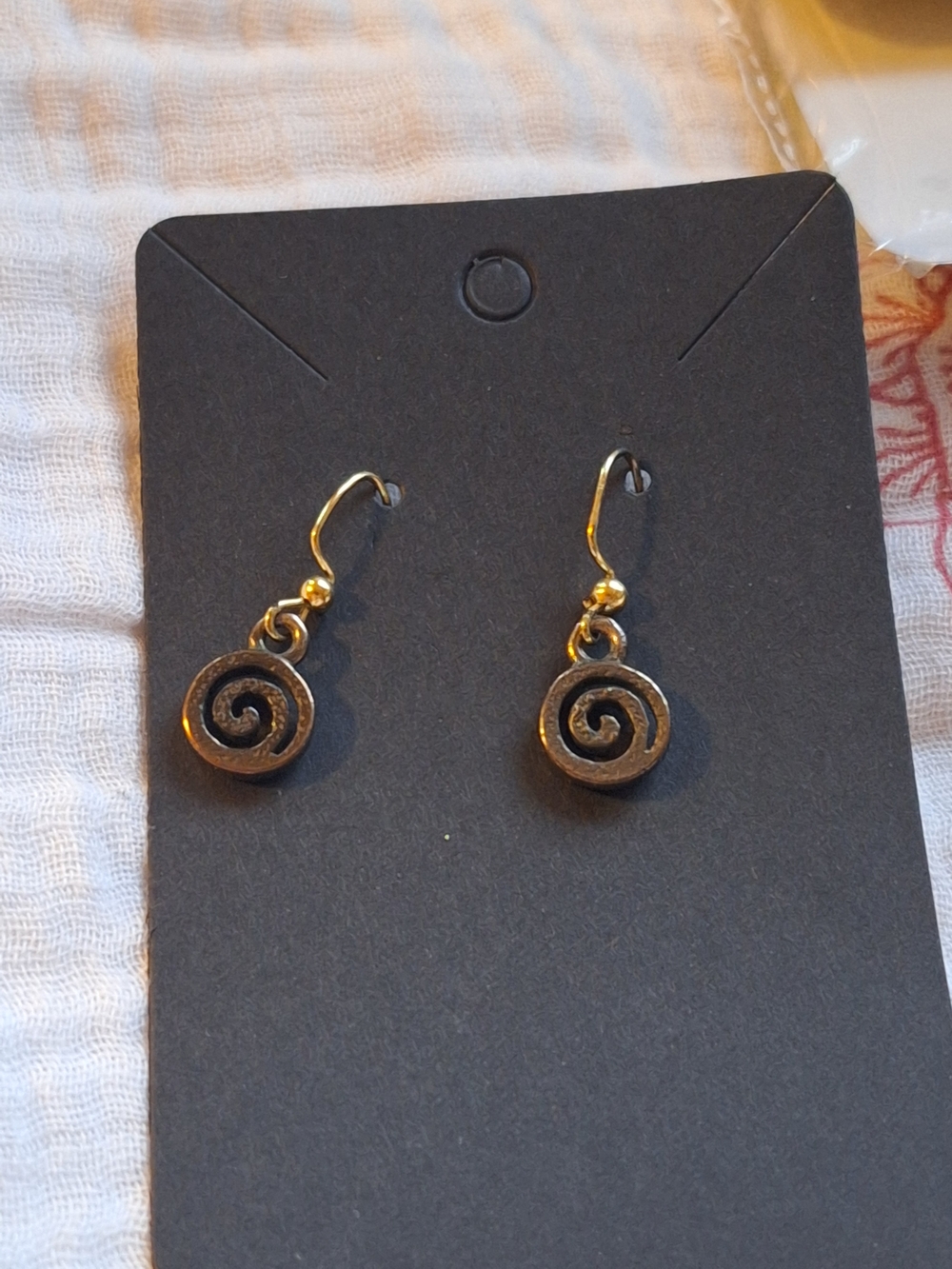 Bronze Toned Spiral Drop Earrings - Women's Jewelry